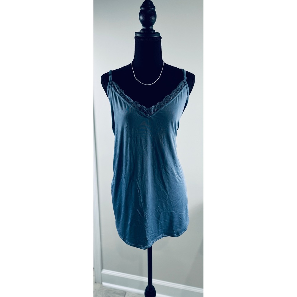 LB Cacique Sleep Tank Top Lace Trim‎ Blue Sleeveless Plus Size 22/24